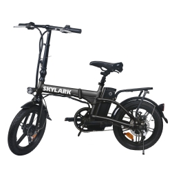 NAKTO Skylark Compact Folding Electric Bike – Black, With Upgraded Motor, Extended-Range Battery, Dual Disc Brakes, And Rear Rack
