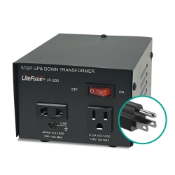 LITEFUZE Jp-500 Heavy Duty Step Up & Down Transformer - 500W Voltage Converter Japanese And Us Appliances Only With Fuse Protection (Jp-500)