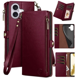 HLD Iphone 16 6.1" Wallet Case \w Zipper Cit Card Holder?rfid Blocking?, Flip Folio Book Pu Leather Phone Case Shockproof Cover Women Men for Apple 16