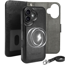 HLD Iphone 16 Wallet Case, Detachable Leather Case \w Card Holder, Strong Magnetic Compatible \w Magsafe Wireless Charging, Kickstand Shockproof