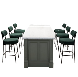 DYHOME Bar Stools Set Of 6, 27 Inches Counter Height Kitchen Bar Stools With Back, Modern Metal Tall Bar Stools for Kitchen Island In Green