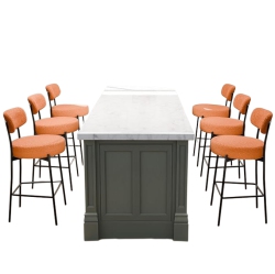 DYHOME Bar Stools Set Of 6, 27 Inches Counter Height Kitchen Bar Stools With Back, Modern Metal Tall Bar Stools for Kitchen Island In Orange