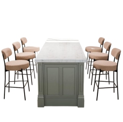 DYHOME Bar Stools Set Of 6, 27 Inches Counter Height Kitchen Bar Stools With Back, Modern Metal Tall Bar Stools for Kitchen Island In Light Brown