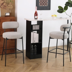 DYHOME Bar Stools Set Of 2, 27 Inches Counter Height Kitchen Bar Stools With Back, Modern Metal Tall Bar Stools for Kitchen Island In Grey