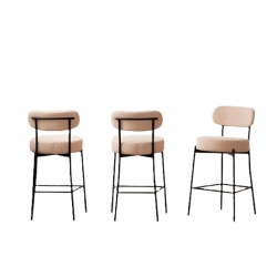 DYHOME Bar Stools Set Of 3, 27 Inches Counter Height Kitchen Bar Stools With Back, Modern Metal Tall Bar Stools for Kitchen Island In Light Brown