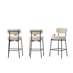 DYHOME Bar Stools Set Of 3, 27 Inches Counter Height Kitchen Bar Stools With Back, Modern Metal Tall Bar Stools for Kitchen Island In Grey
