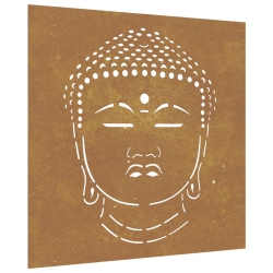 VIDAXL Garden Wall Decoration 55X55 Cm Corten Steel Buddha Head Design
