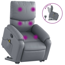 VIDAXL Stand Up Massage Recliner Chair Faux Leather In Grey