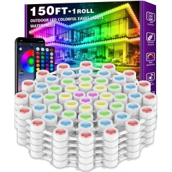 MR. SPARKLE 150Ft/45M Permanent Outdoor Lights \w Diy Scene Modes, Ip67 Waterproof, RGB Eaves Lights Controlled Via App Remote, Perfect for Outdoor