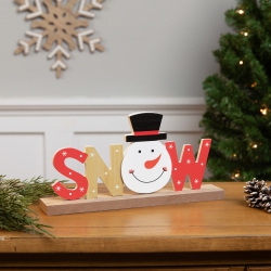 NORTHLIGHT Wooden Snowman Tabletop Christmas Sign - 9.5