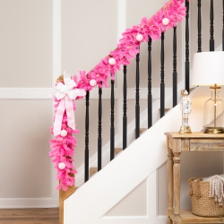 NORTHLIGHT Pre-Lit Artificial Pine Christmas Garland - 9' - - Clear Lights In Pink
