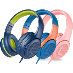 VECELOLIBILIS Kids Headphones Wired Toddler Headphones With Microphone, Over-Ear Headphones, 3.5MM Jack, Foldable On-Ear, 3 Pack