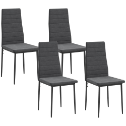 HOMCOM Modern Dining Chairs Set Of 4, Upholstered Velvet Fabric Kitchen Chairs \w Channel Tufting And Metal Legs for Living Room, Dining Room