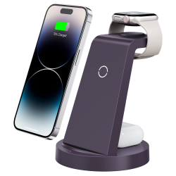 ISEYYOX 3 In 1 Charging Station for Iphone, Wireless Charger for Iphone 16 15 14 13 12 11 X Pro Max & Apple Watch - Charging Stand Dock for Airpods