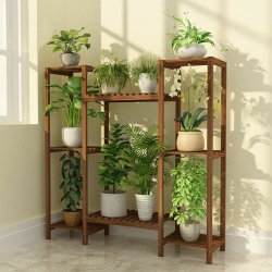 UNHO Plant Stand Indoor Outdoor Tall Plant Shelf for Multiple Plants, 8 Tiers Large Plant Rack Wood Plant Holder Plant Shelves for Room Corner