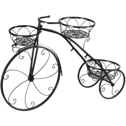 UNHO Tricycle Shape Plant Stand Parisian Style Plant Rack Shelf Flower Pot Cart Holder for Home Garden Patio