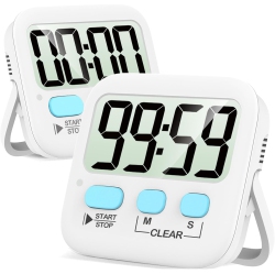 PRISMI Timer, 2 Pack Timer for Kids, Kitchen Timers, Digital Timer for Cooking, Egg Timer, Classroom Timer for Teacher, - Battery Incl
