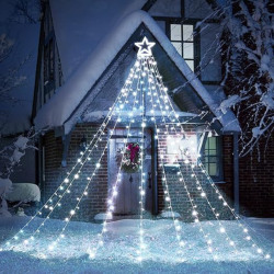 PRIME MADE Christmas Lights, 317 Led 10Ft X 9 Outdoor Christmas Decorations Lights \w 12" Topper Star, 8 Lighting Modes Outside Christmas Tree Lights