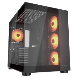 COUGAR Fv150 RGB Mid Tower Atx Computer Case, Tempered Glass Side Panel, 4 X 120MM Argb Fans Pre-Installed In Black