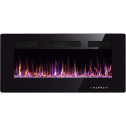 ZAFRO 30 Inch Wall Mounted Recessed Electric Fireplace Insert, Ultra-Thin Lightweight Led Fireplace Heater, Fit 2X4&2X6 Stud W/touch Screen, Remote