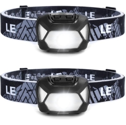 LEPRO Le Led Headlamp 2-Pack, 1300 Lux Super Bright Battery Operated Head Lamp, White Light And 6 Lighting Modes, Lightweight Waterproof Hardhat