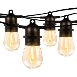 LEPRO S14 Outdoor String Lights, 50Ft Hanging Patio Lights \w 15 Shatterproof Led Edison Bulbs, Waterproof Commercial Bistro Lights, Backyard String