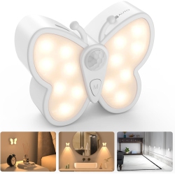 YOULIGHTS Bright Dimmable Butterfly Led Night Light, Smart Motion Sensor Night Light Lamp \w Spotlight And 2 Color Temperature, Magnetic Rechargeable