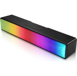 YOULIGHTS Computer Speakers, Computer Sound Bar \w RGB Lights, USB Powered PC Speakers \w Stereo Sound, Bluetooth 5.1 And 3.5MM Aux-In, Gaming