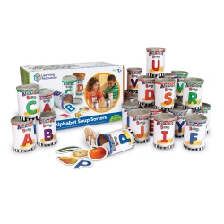 LEARNING RESOURCES Alphabet Soup Sorters, Early Phonics, Abcs, Alphabet Awareness & Recognition, 208 Pieces, Ages 3+