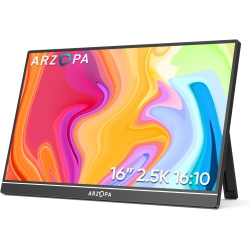 ARZOPA 2.5K Portable Monitor 16" 2560X1600 HDr Kickstand Display, Qhd USB-C HDMI Laptop Monitor for Mac PC Phone Ps4/5 Xbox Switch - Z1Rc