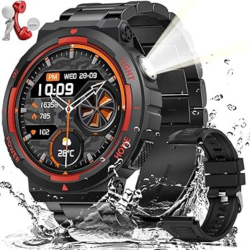 MEHIAZ Military Smart Watches for Men(Answer/make Calls) \w Led Flashlight 3Atm Waterproof Smartwatch \w 100+ Sports Modes 1.53" Tactical Fitness