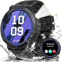 MEHIAZ Military Smart Watches for Men(Answer/make Calls) \w Led Flashlight 3Atm Waterproof Smartwatch \w 100+ Sports Modes 1.53" Tactical Fitness