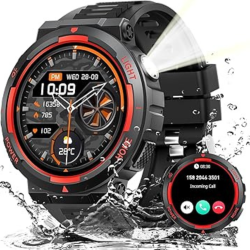 MEHIAZ Military Smart Watches for Men(Answer/make Calls) \w Led Flashlight 3Atm Waterproof Smartwatch \w 100+ Sports Modes 1.53" Tactical Fitness