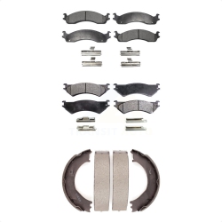 TRANSIT AUTO Front Rear Semi-Metallic Brake Pads Parking Shoe Kit for Ford E-350 Super Duty E-250 Club Kfn-100705