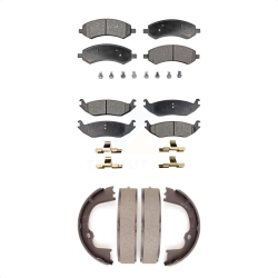 TRANSIT AUTO Front Rear Semi-Metallic Brake Pads Parking Shoes Kit for Ram 1500 Classic Dodge Chrysler Kfn-100714