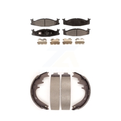 TRANSIT AUTO Front Rear Semi-Metallic Brake Pads And Drum Shoe Kit for Ford E-150 Econoline Club Wagon Kfn-100101