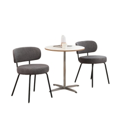 DYHOME Dining Chairs Set Of 2, Dining Room Chairs Modern Mid Century, Boucle Sherpa Dining Chairs Upholstered Curved Backrest, Grey