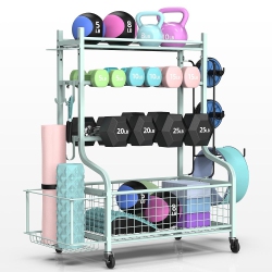 ZACHVO Dumbbell Rack, Home Gym Storage, Weight Rack for Dumbbells, Yoga Rack, Kettlebells And Yoga Mat Storage, Gym Storage Rack \w Wheels And
