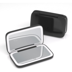 NESDCC Travel Makeup Mirror -1X/8X Magnifying Mirror- 3 Color Lighting \w Led - Pocket Mirror Double Sided Dimmable USB Recharaeable Touch Screen