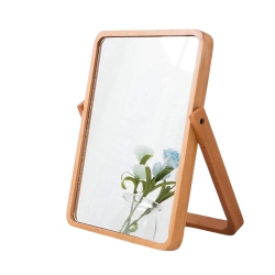 NESDCC Desk Makeup Mirrors With Wood - Rectangle Wall-Mounted Mirrors Table Mirrors for Living Room Bedroom Birthday Gifts (10.5" L X 7.8" W)
