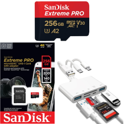 TUTT Sandisk Extreme Pro® 256GB Micro Sd Card | Speed 200Mb/s Read | 140Mb/s Write | Extreme Performance Sandisk Quickflow Technology | 5-In-1