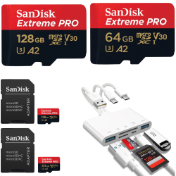 TUTT Sandisk Extreme Pro® 128 + 64 GB Micro Sd Card | Speed 200Mb/s Read | 140Mb/s Write | Extreme Performance Sandisk Quickflow Technology | 5-In-1