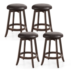 GYMAX 24" Counter Height Stools Set Of 4 W/ 360° Swivel Round Seat & Footrest