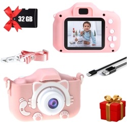 MAKATA Kids' Digital Camera (Pink) 48Mp \w HD Video Recording Games And Mp3 Music, Fun Toy Camera for Children Under 13 Years Old, Birthday