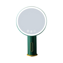 NESDCC Free Standing Dressing Table Vanity Mirror 31.5 19Cm Led Makeup Mirror \w Light Desktop Rotating Vanity Round Shape Cosmetic Mirrors 31.5