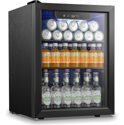ZAFRO Beverage Refrigerator Cooler 68 Can, Mini Fridge \w Glass Door for Beer Drinks Wine, Freestanding Small Fridge \w Electronic Temperature