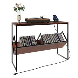 ODIKA Console Table, 109Cm Industrial Millwork Wood Entryway Table With Power Outlets And USB Ports for Home, Entryway, Living Room, Office