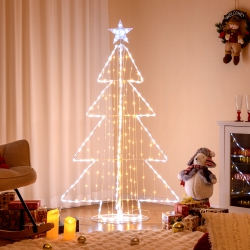 GYMAX 5 Ft Led Lighted Cone Tree Indoor & Outdoor Xmas Decoration W/ Star Topper & Round Base