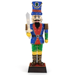 GYMAX 6 Ft Lighted Nutcracker W/ Sword Life-Size Soldier Christmas Decoration