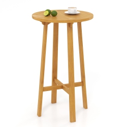 GYMAX 24" Bar Height Table W/ Footrest Patio Bistro Table for Indoors Outdoors